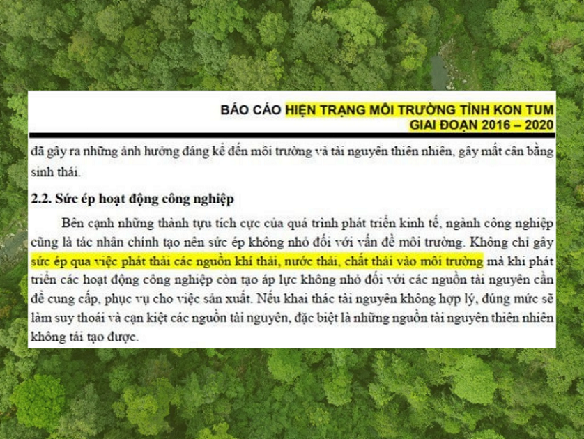 Báo cáo Hiện trạng Môi trường tỉnh Kon Tum 2016-2020